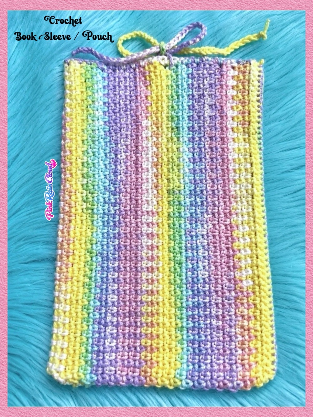 PinkRainCloud Handmade Pastel Crochet Book Pouch Sleeve Pouch Soft Textured